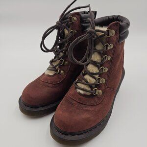 Doc Dr Martens SYLVIA Boot 6 Eye Brown Shearling Lined Women's Size US 5 UK 3